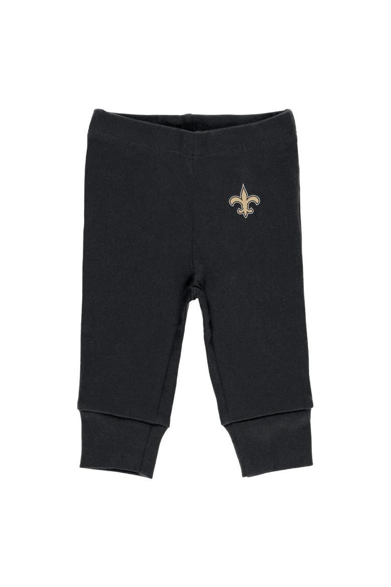 Newborn & Infant WEAR by Erin Andrews Gray/Black/White New Orleans Saints Three-Piece Turn Me Around Bodysuits & Pant Set, Alternate, color, Gray