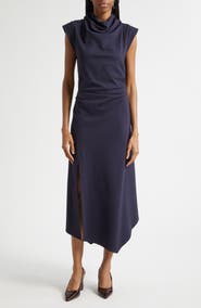 Reiss Harlan Ruched Cowl Neck Midi Dress