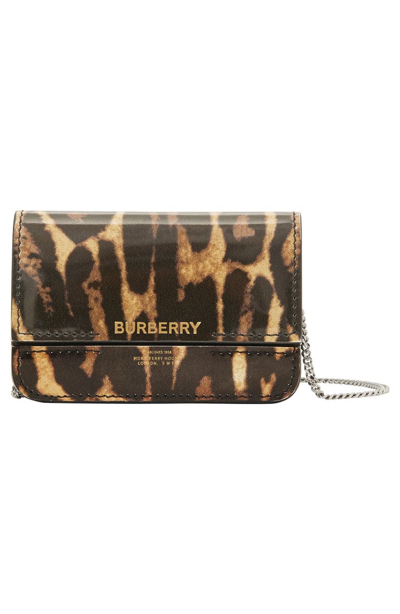 Burberry Jody Leopard Print Leather Card Case, Alternate, color, 