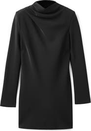 MANGO Drape Neck Long Sleeve Dress