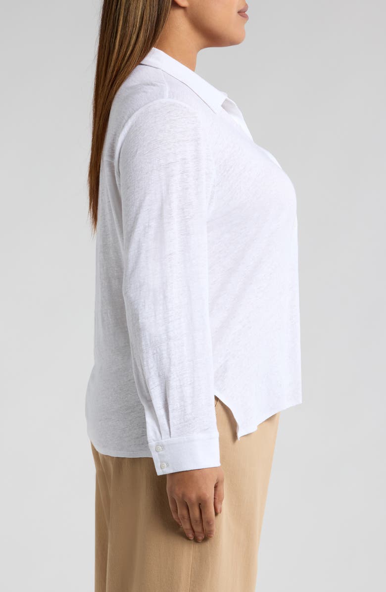 Eileen Fisher Classic Collar Organic Linen Button-Up Shirt, Alternate, color, White