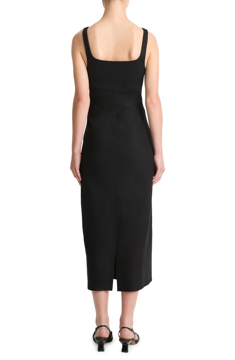 Vince Square Neck Crossover Detail Virgin Wool Blend Dress, Alternate, color, Black
