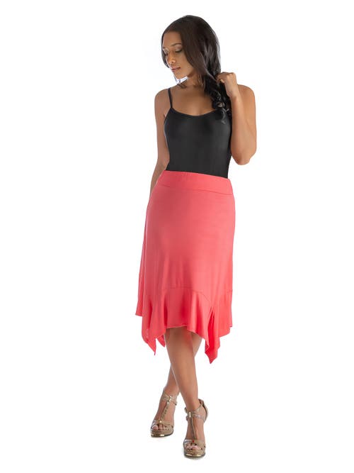 24seven Comfort Apparel Knee Length Elastic Waist Handkerchief Skirt