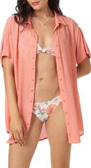 O'Neill Carlee Saltwater Solids Cover-Up Shirtdress
