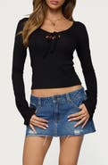 EDIKTED Olina Keyhole Long Sleeve Top