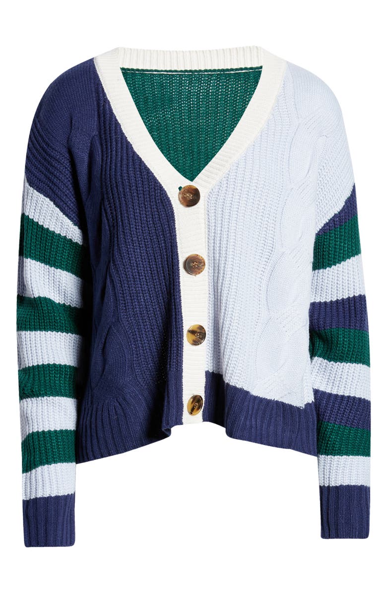 Vigoss Colrblock Stripe Sleeve Cardigan, Alternate, color, 