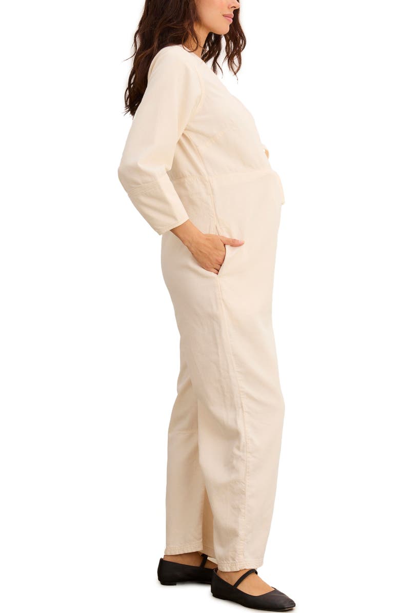 HATCH The Drapey Denim Easy-Nurse Jumpsuit, Alternate, color, Chalk