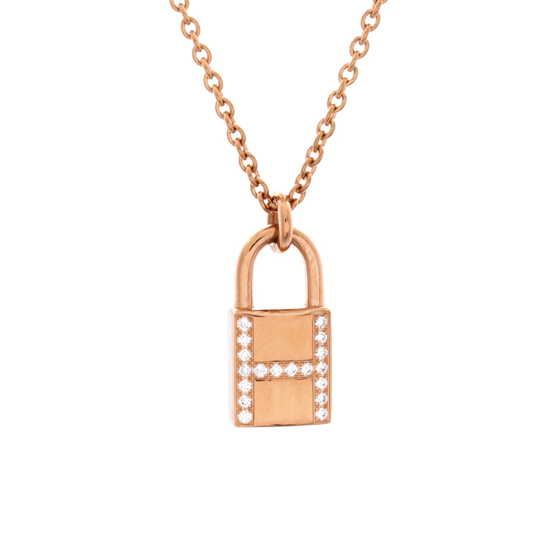 Amulettes Cadenas Pendant Necklace 18K Rose Gold with Diamonds, Main, color, Rose Gold
