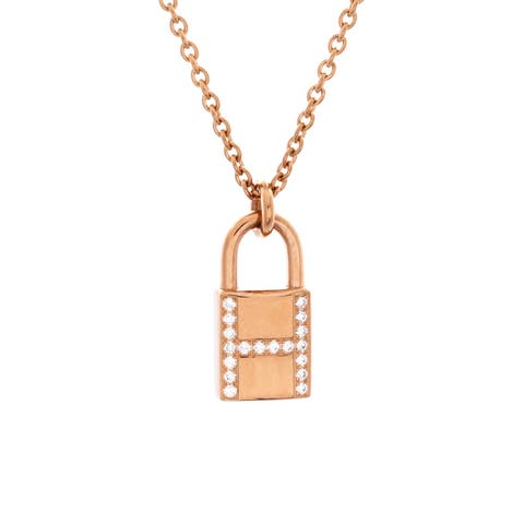 Amulettes Cadenas Pendant Necklace 18K Rose Gold with Diamonds