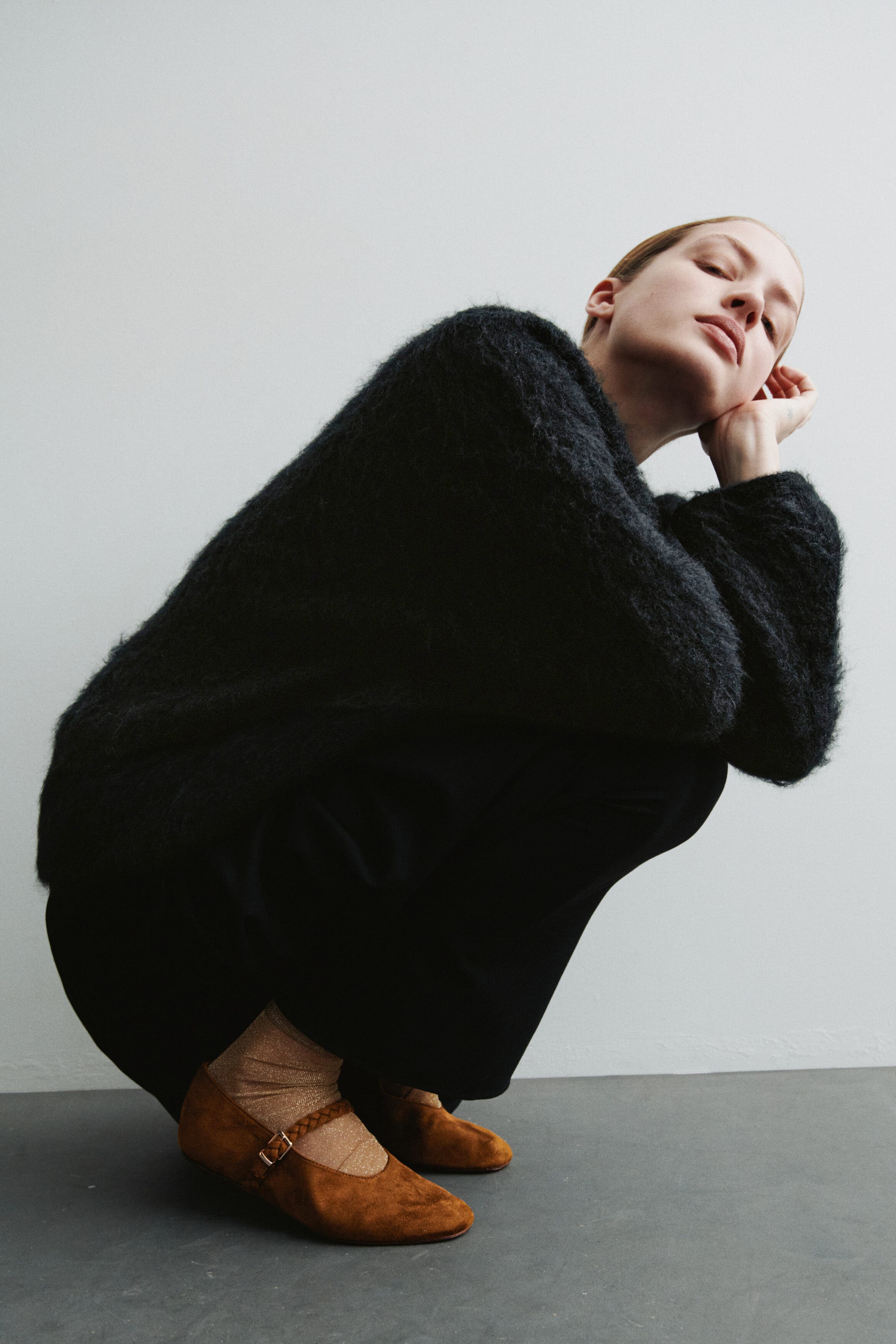 H&M Mary Jane Ballet Flats, Alternate, color, Brown