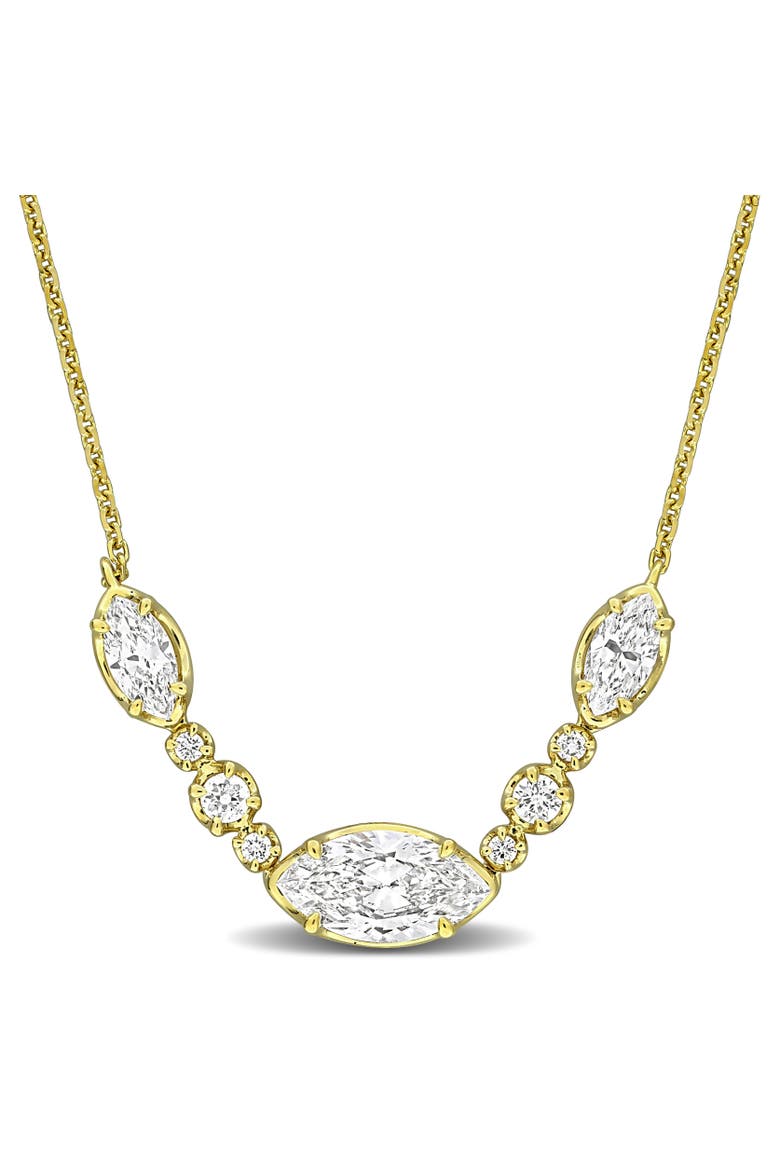 Lab-Grown Diamond Marquise Necklace 14K, Main, color, Yellow Gold