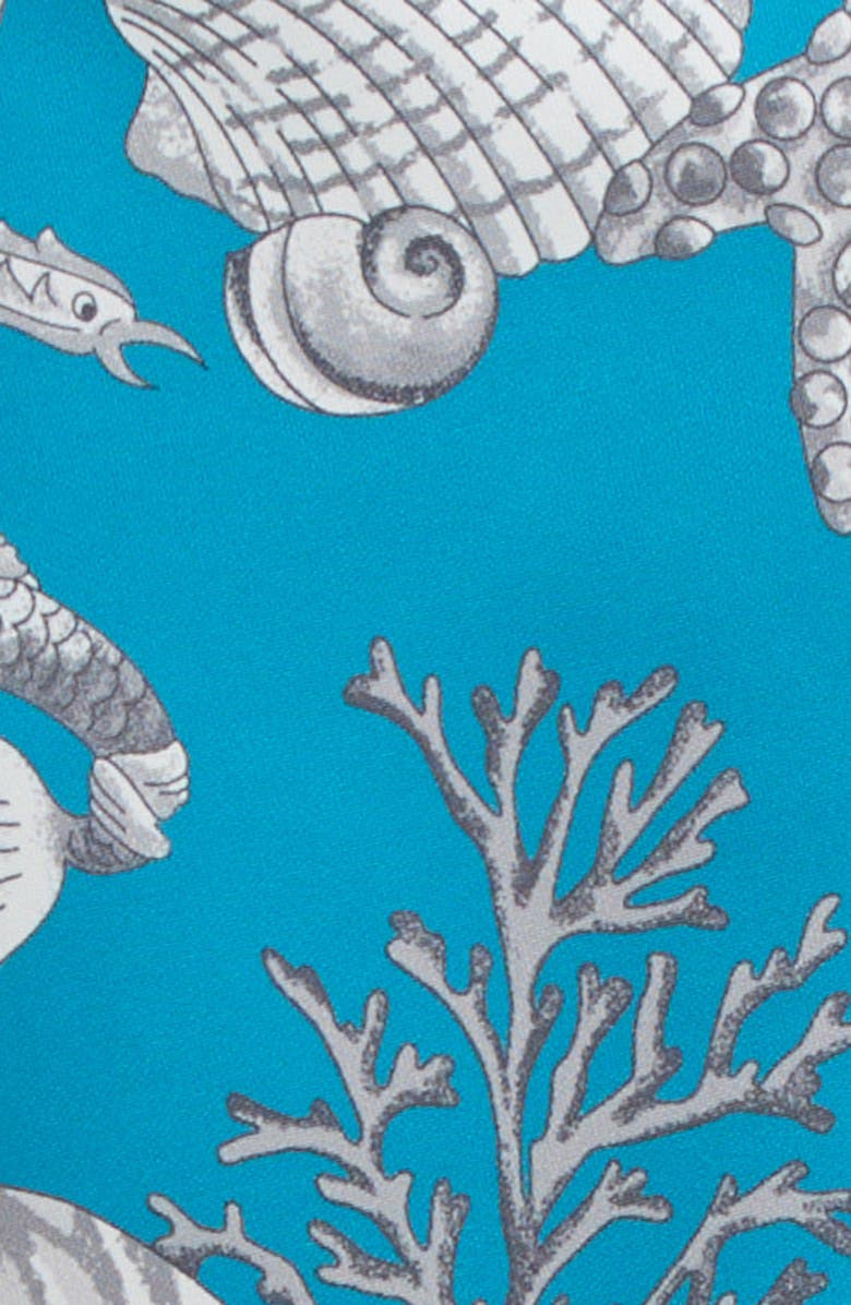 Versace Coral Theater Swim Trunks, Alternate, color, Dark Sea Green Silver Grey