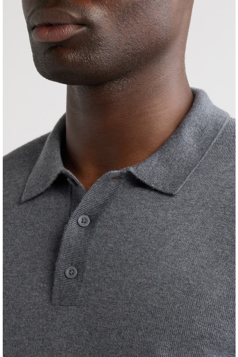 Washable Merino Wool Polo Sweater, Alternate, color, GREY TURBULENCE HEATHER