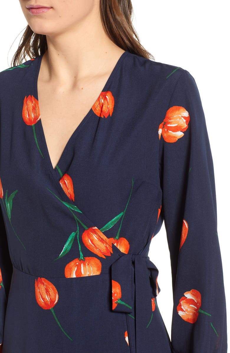 All in Favor Floral Wrap Mini Dress, Alternate, color, 