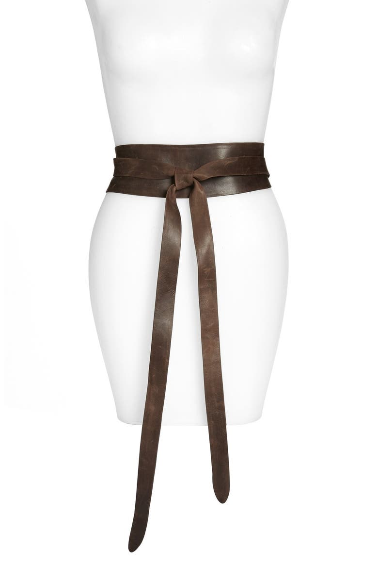 Leather Wrap Belt, Alternate, color, CHOCOLATE