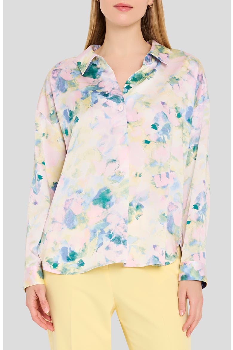 Watercolor Floral Print Shirt, Main, color, BLUSH BUTTERCUP