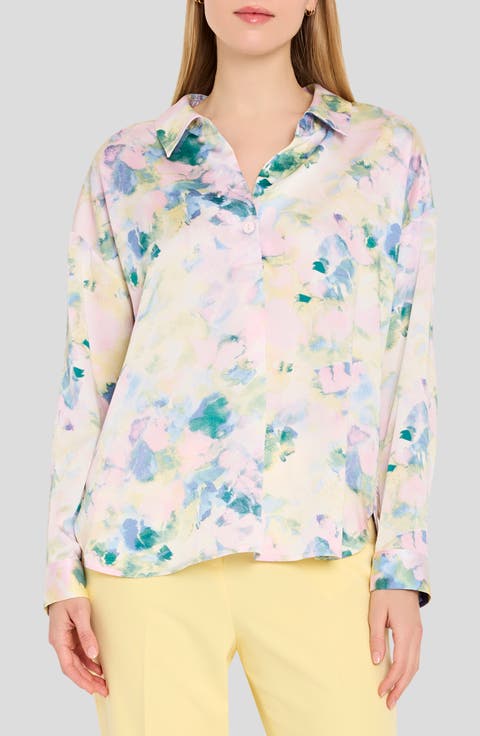Watercolor Floral Print Shirt