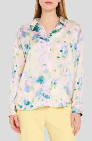 Tahari ASL Watercolor Floral Print Shirt