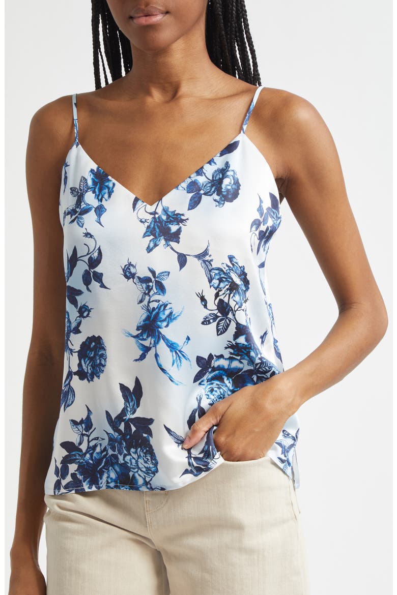Jane Floral Print Silk Camisole, Alternate, color, WHITEBLUE