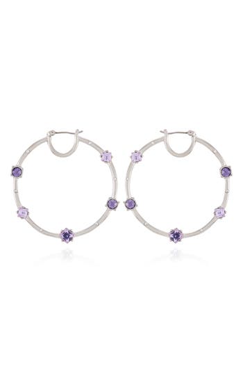 Vince Camuto Crystal Hoop Earrings In Silvertone