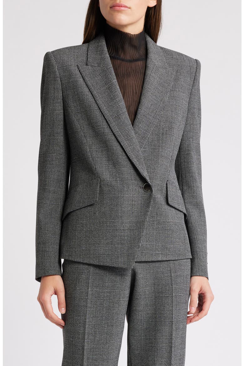 Jarinara Wrap Front One-Button Blazer, Main, color, CHARCOAL PLAID