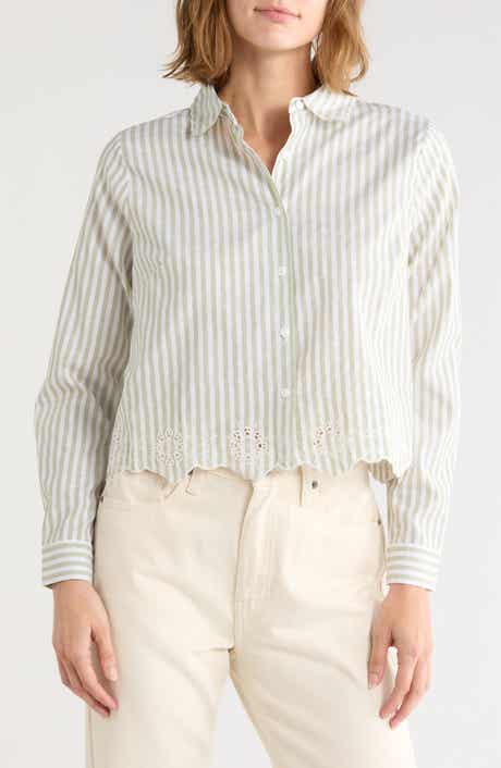 Striped Shirt with Embroidered Hem