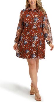 Kensie Embroidered Mesh Shirtdress