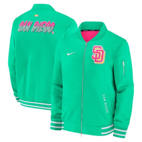 Men's Nike  Neon Green San Diego Padres Authentic Collection City Connect Full-Zip Bomber Jacket
