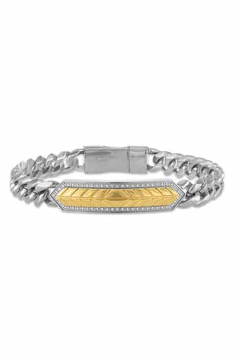 Esquire Men's Two-Tone Diamond Geometric Bar Curb Chain Bracelet