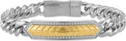 Esquire Men's Two-Tone Diamond Geometric Bar Curb Chain Bracelet