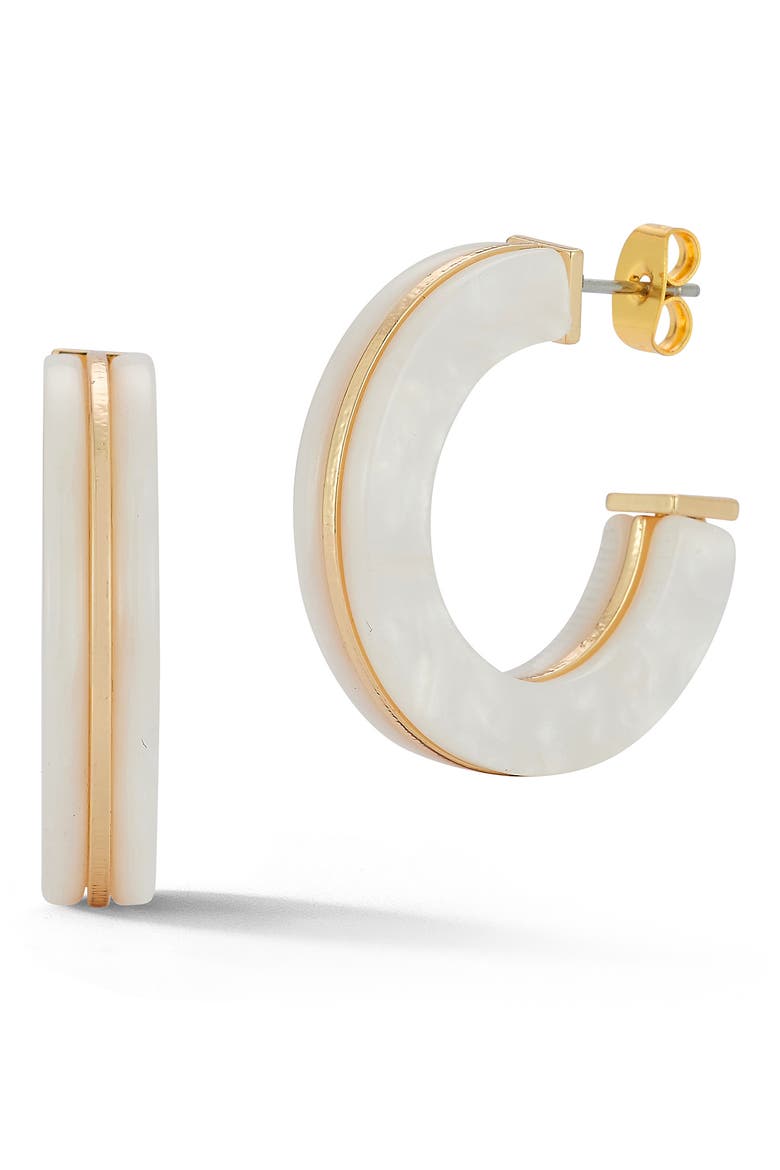Resin Hoop Earrings, Main, color, GOLD/ WHITE