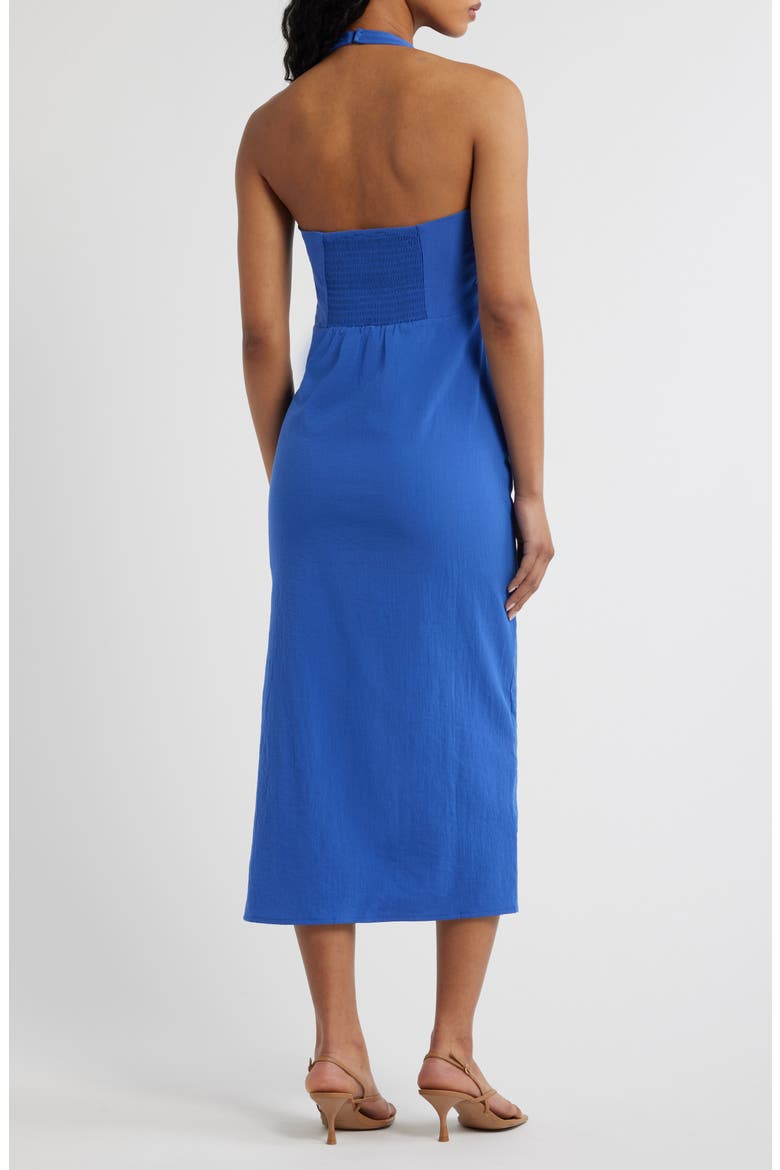 Starring Hailey Bieber Lola Halter Neck Dress, Alternate, color, BLUE