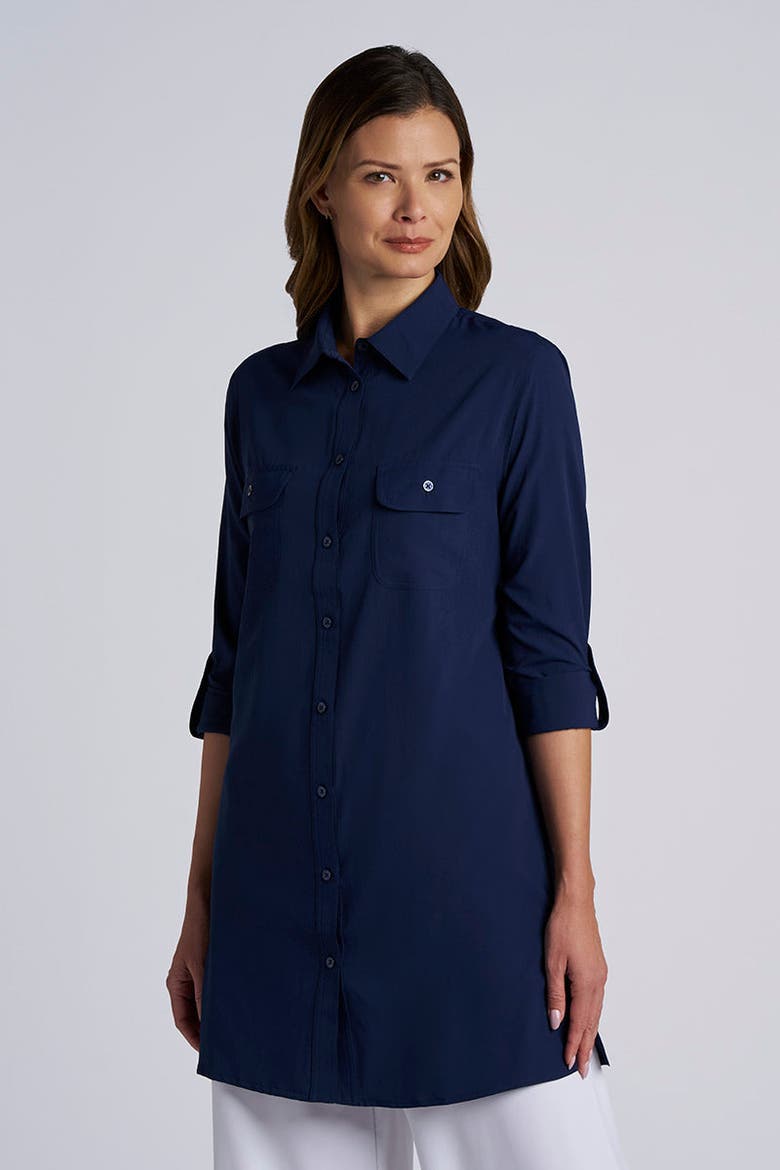 Women's Santorini Tunic Long Sleeve Shirt, UPF 50+ Sun Protection, Alternate, color, Navy