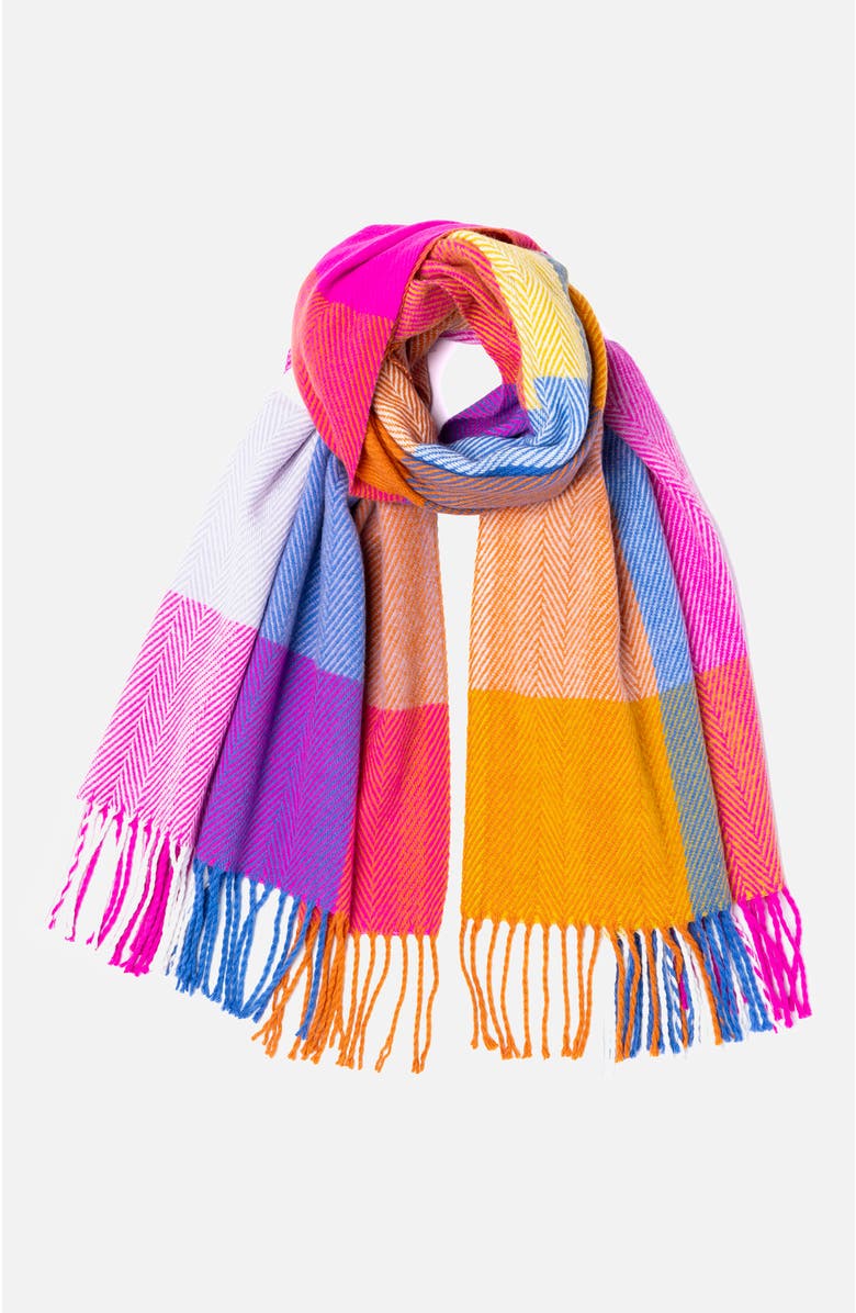 Yumi Herringbone Color Block Scarf, Alternate, color, Blue