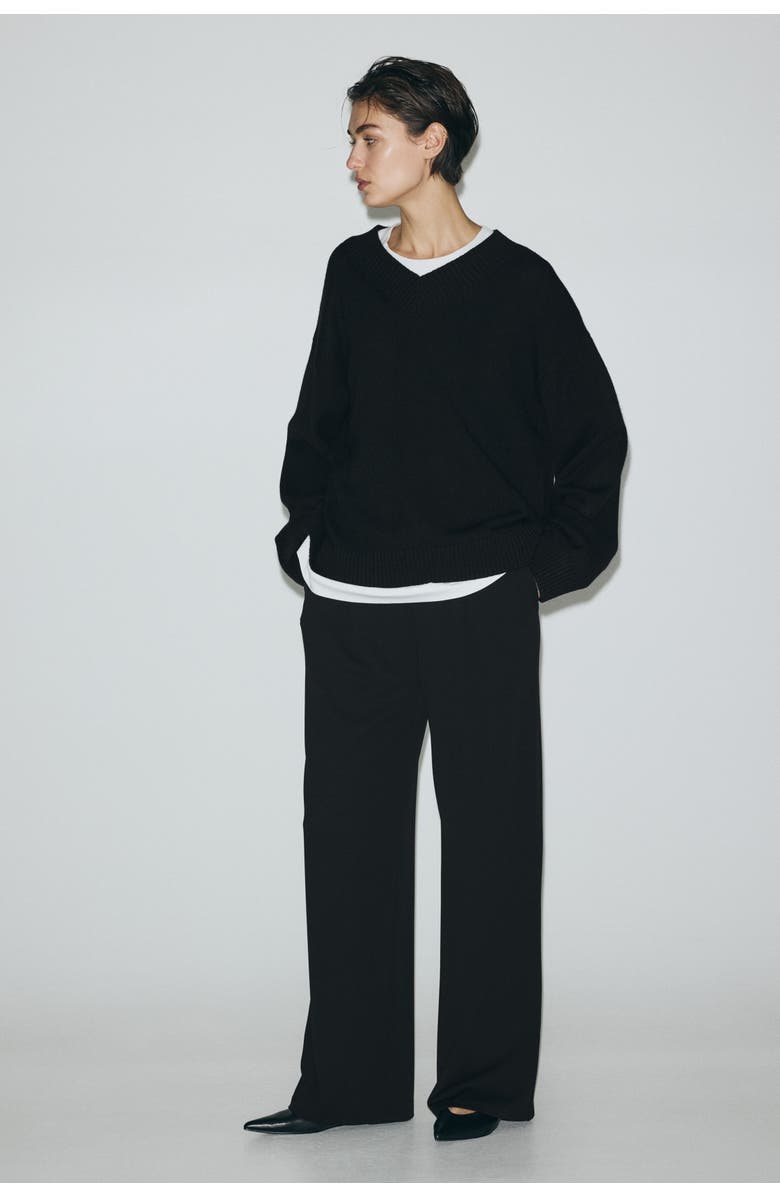 H&M Wide Trousers, Alternate, color, Black