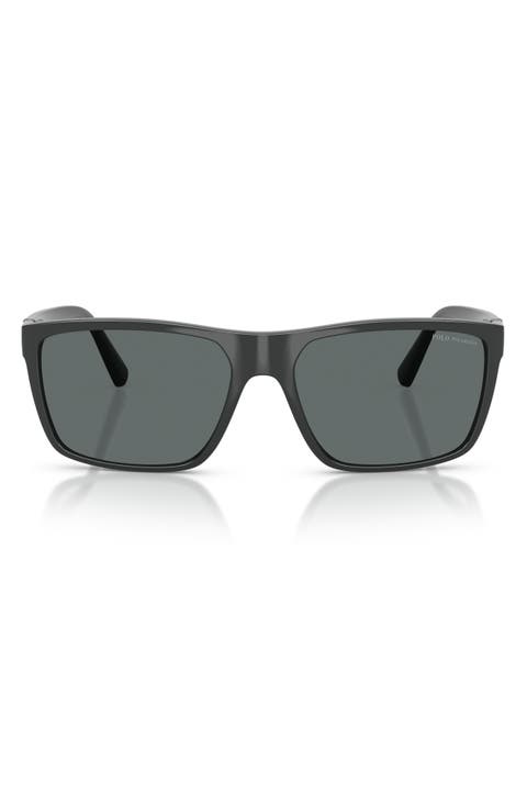 59mm Polarized Rectangular Sunglasses