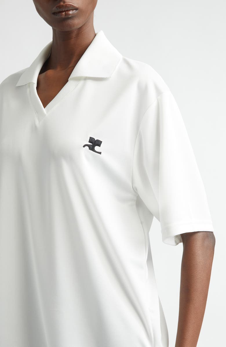 Courrèges Sports Oversize Logo Polo, Alternate, color, Heritage White/ Heritage White