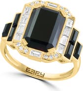 EFFY 14K Yellow Gold Diamond & Onyx Art Deco Ring