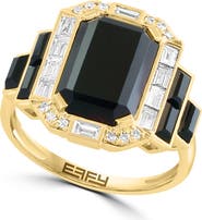EFFY 14K Yellow Gold Diamond & Onyx Art Deco Ring