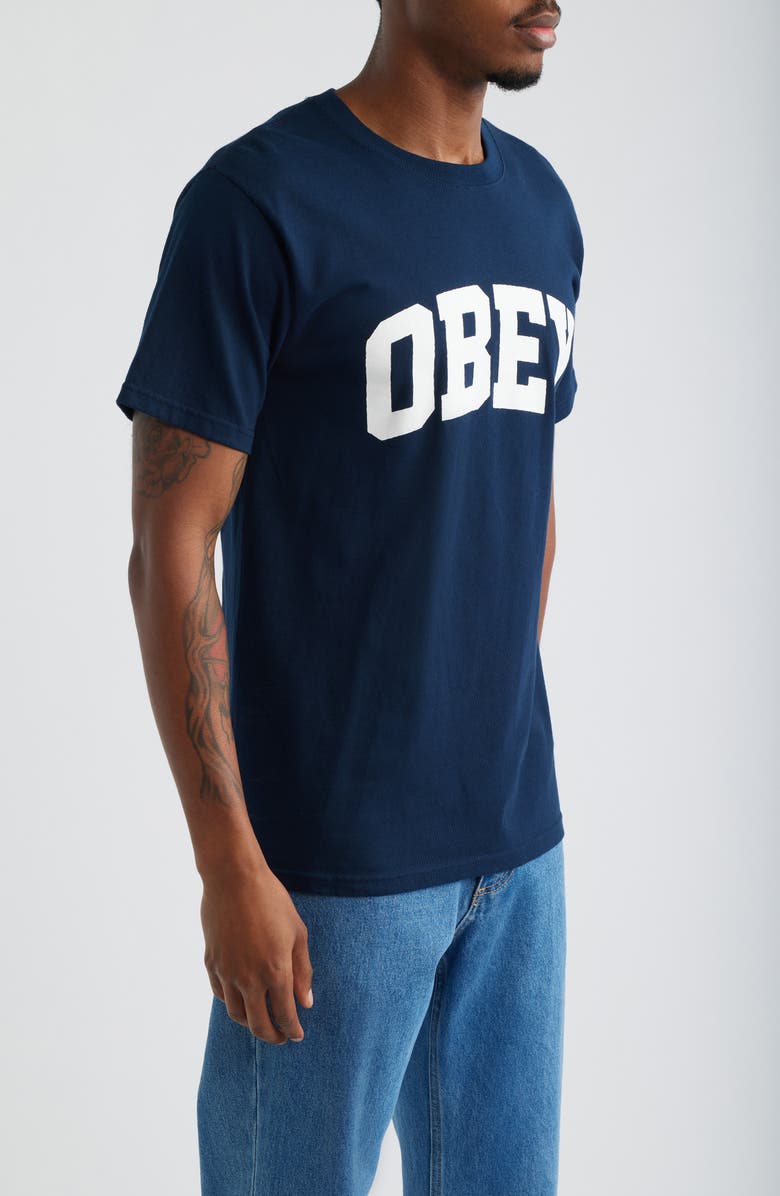Obey Collegiate Graphic T-Shirt, Alternate, color, Navy