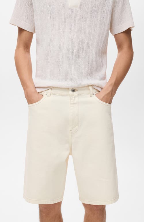 Mango Relaxed Fit Denim Bermuda Shorts In White