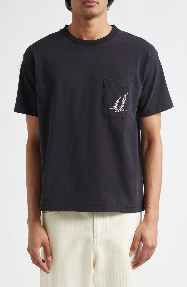Bode Recreation Sails Pocket T-Shirt, Main, color, Black