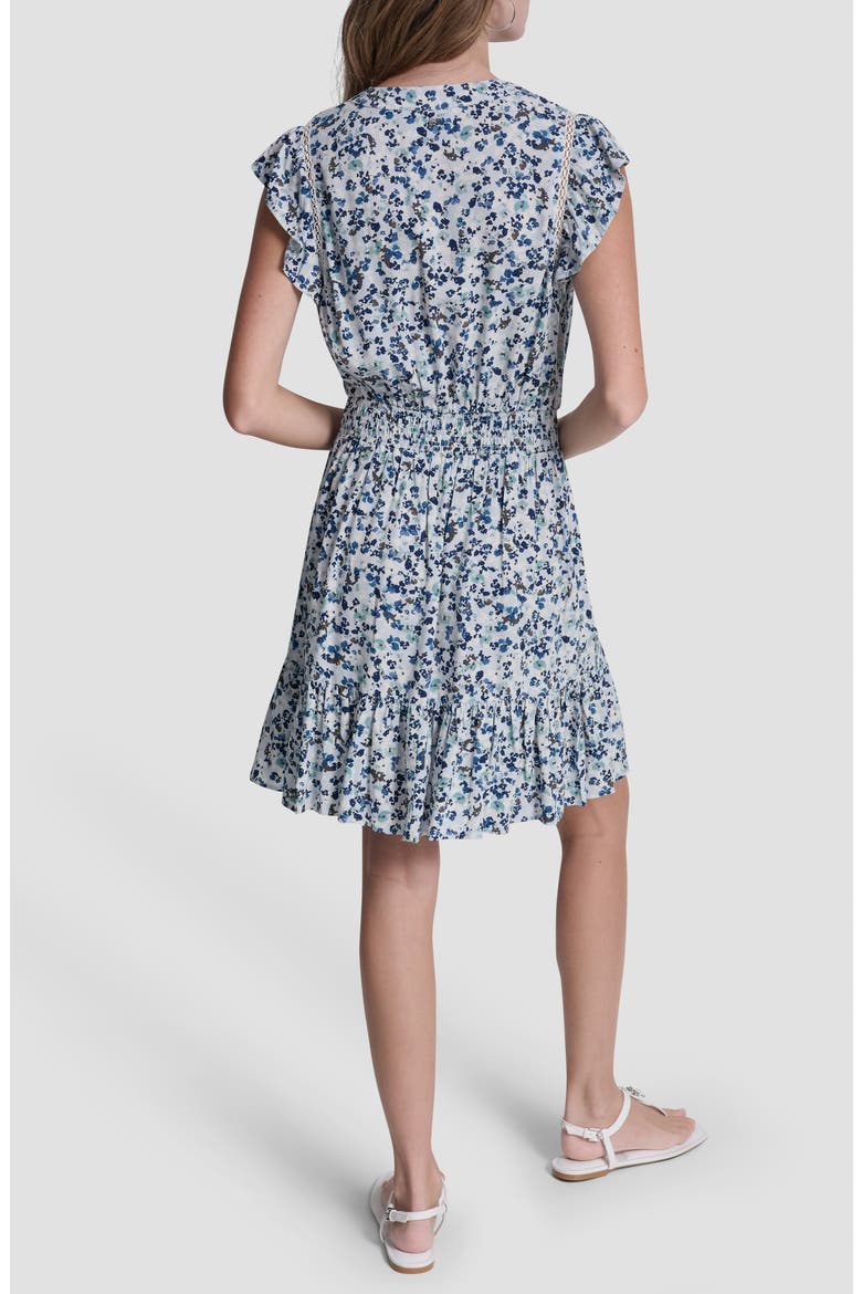 Floral Smocked Waist Minidress, Alternate, color, BLUE