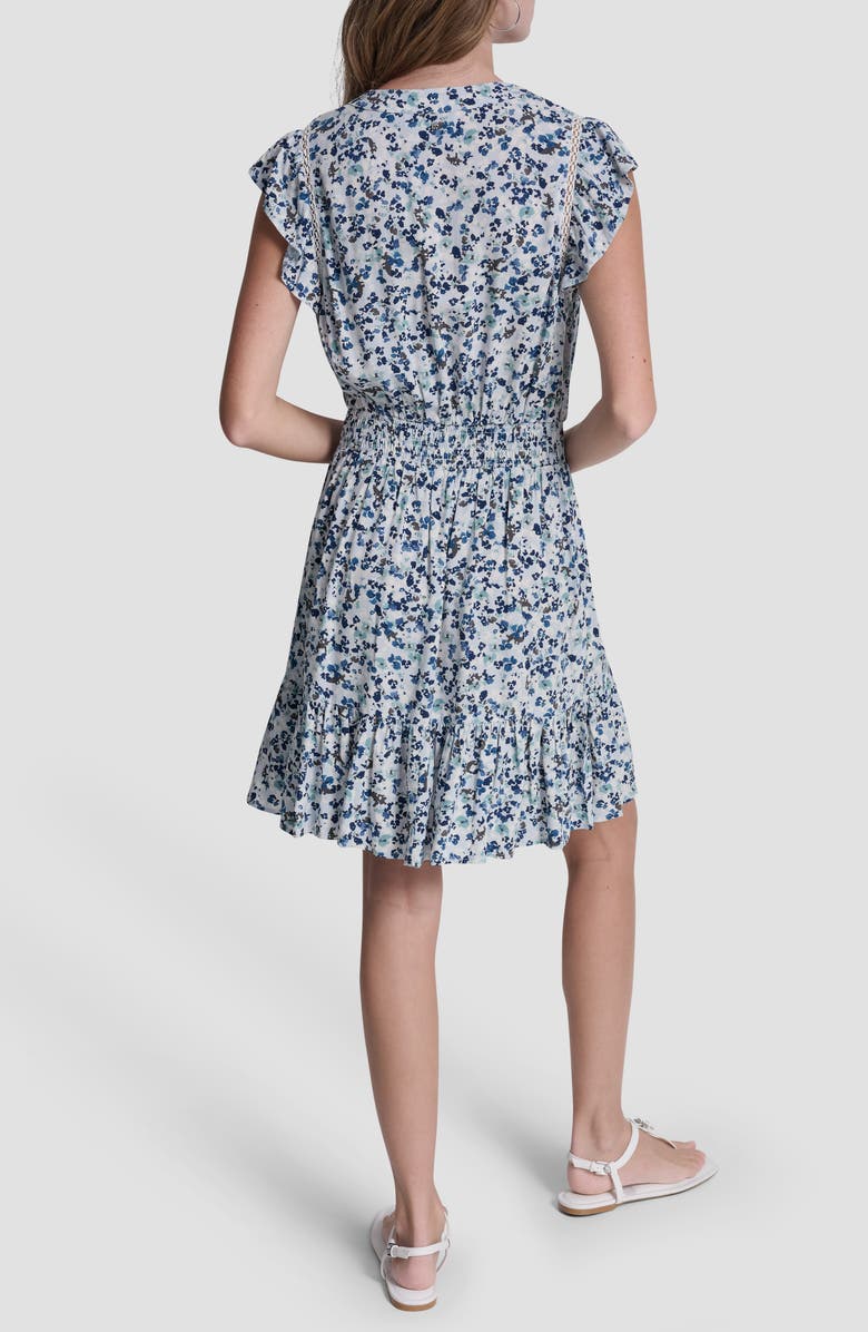 DKNY Jeans Floral Smocked Waist Minidress, Alternate, color, Blue