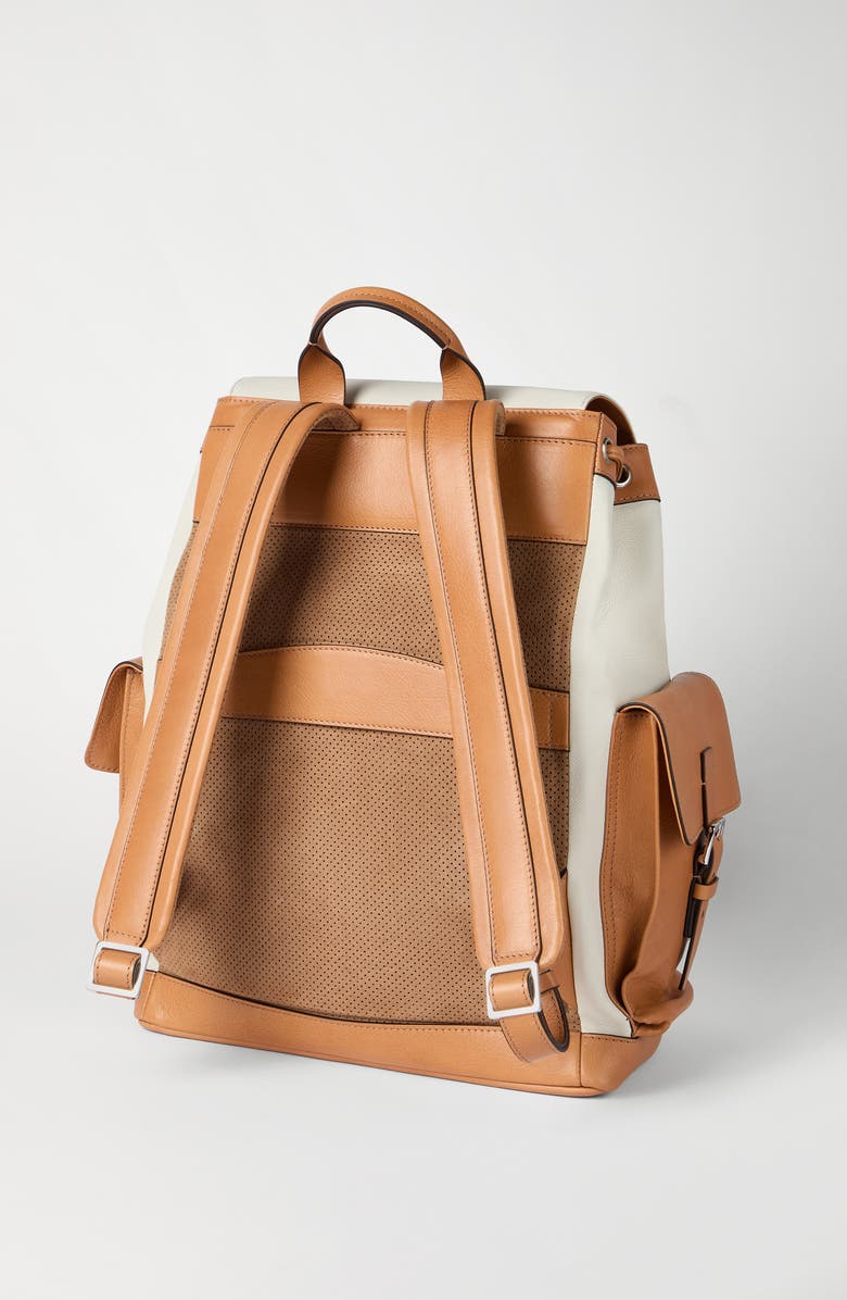 Brunello Cucinelli Calfskin and cowhide backpack, Alternate, color, Ivory