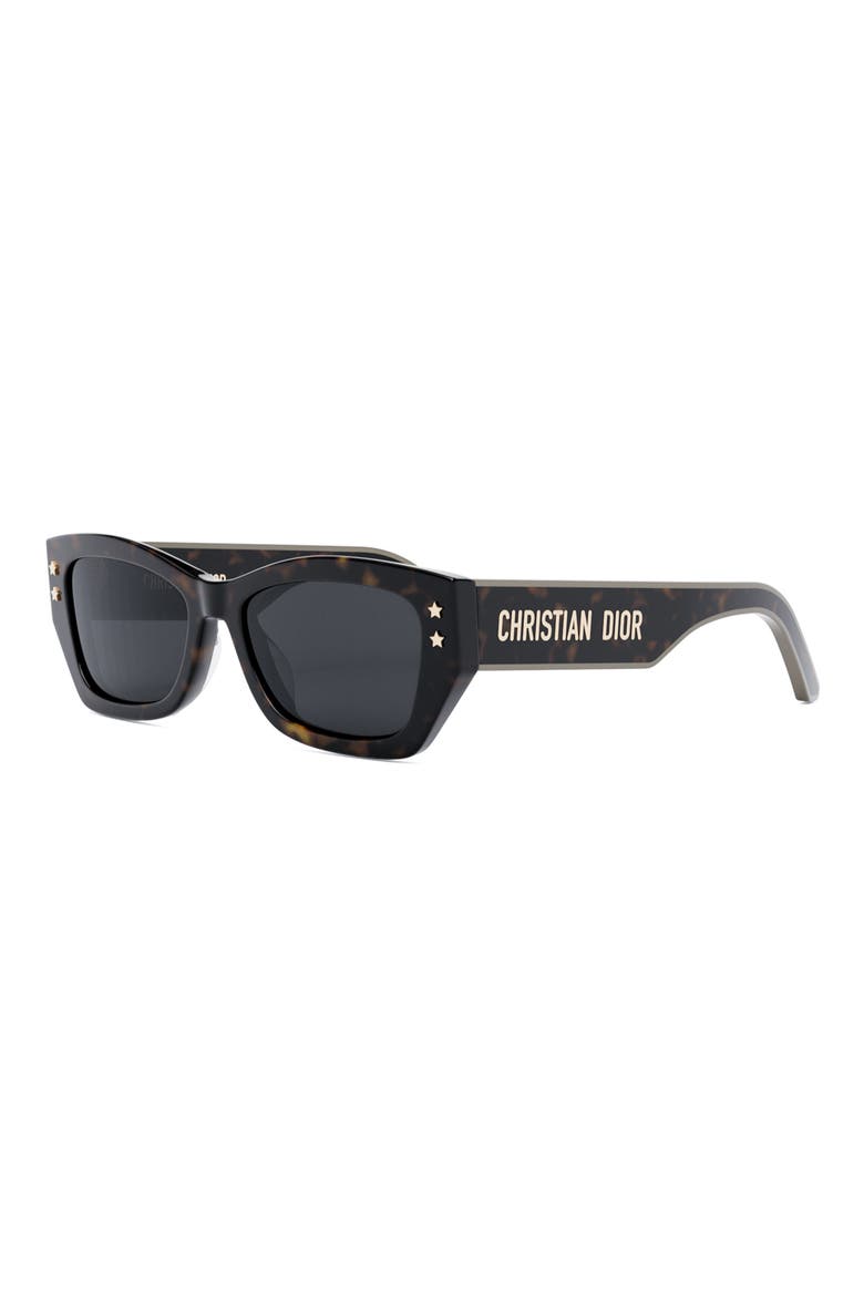 'DiorPacific S2U 53mm Rectangular Sunglasses, Alternate, color, DARK HAVANA / SMOKE