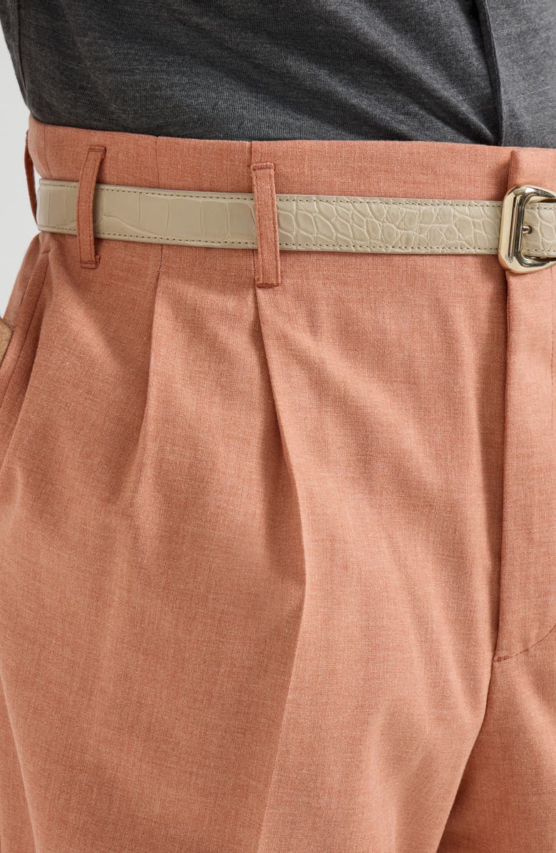 Brunello Cucinelli Double pleated trousers, Alternate, color, Apricot
