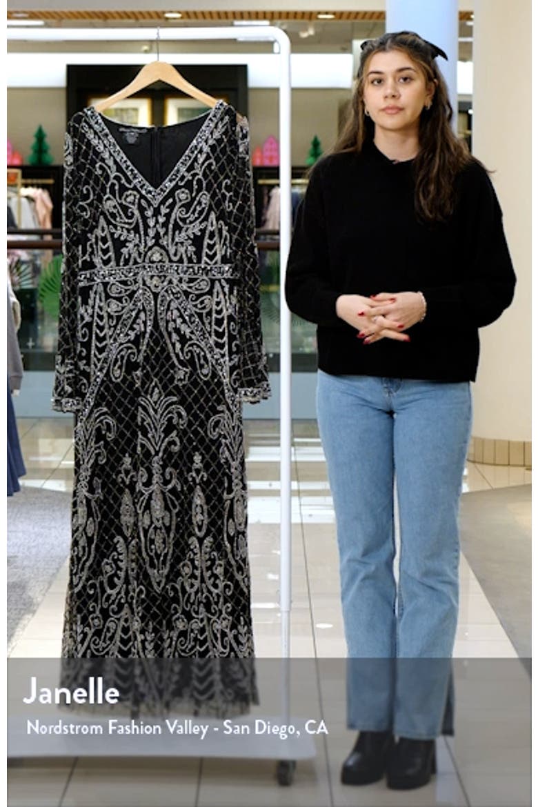 Embellished Sheer Long Sleeve Gown video