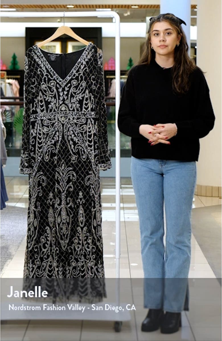 Embellished Sheer Long Sleeve Gown, sales video thumbnail