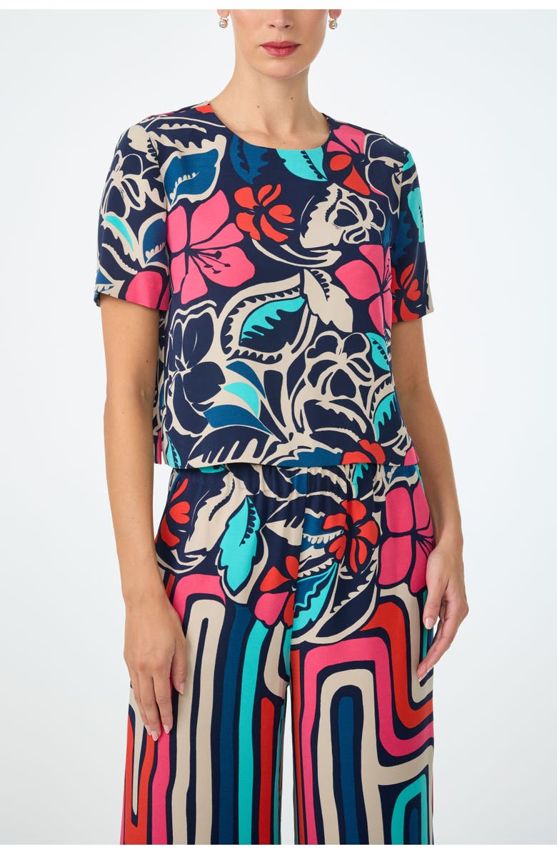 Trina Turk Sitio Printed Short Sleeve Top, Main, color, Multi